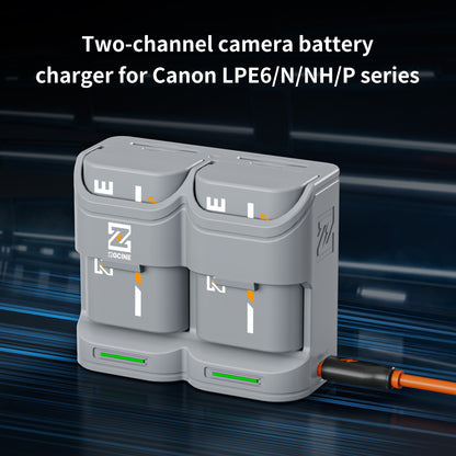 PC2-LPE6P Kit2 Travel Charging Case Kit with 2-Pack high-capacity LP-E6P Battery(2600mAh Grey）