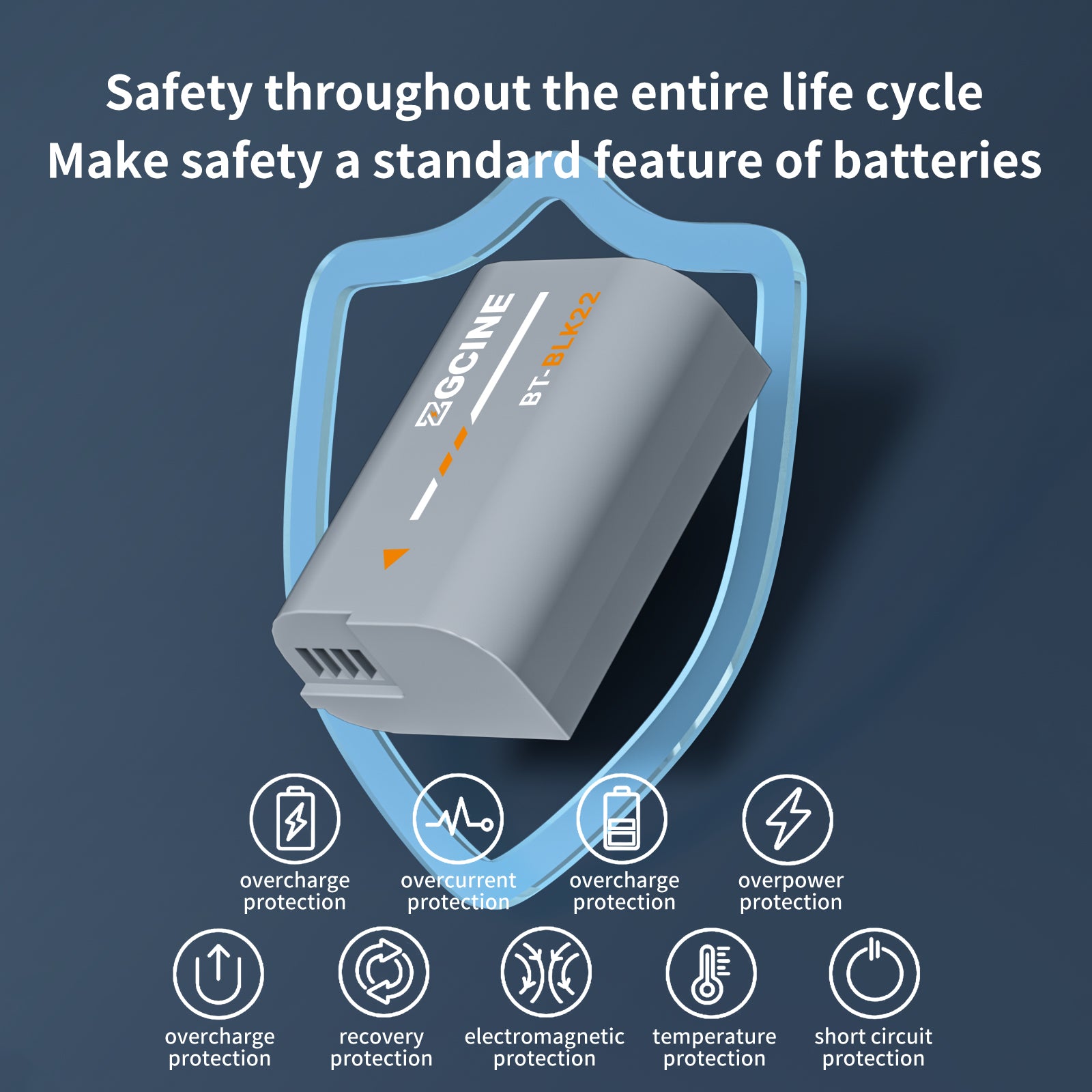 ZGCINE BT-BLK22 Camera Battery for Panasonic LUMIX Camear (2400mAh Gre