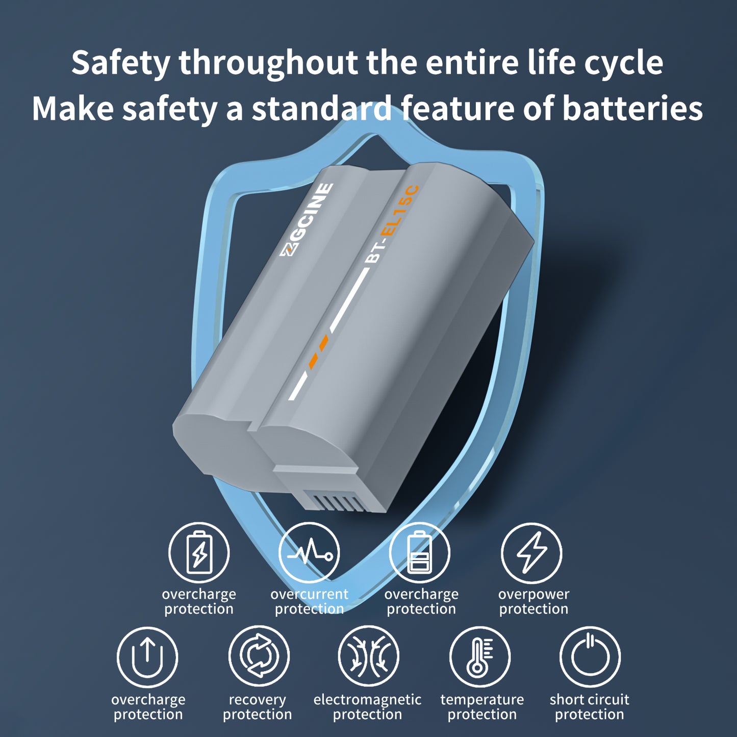 ZGCINE BT-EL15C Camera Battery for Nikon Camera (2400mAh Grey)