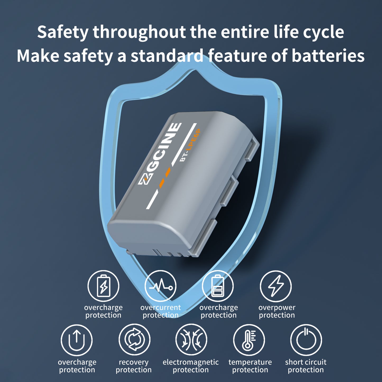 ZGCINE BT-LPE6P Camera Battery for Canon EOS R5 Mark II,R6 Mark II Camera (2600mAh Grey)