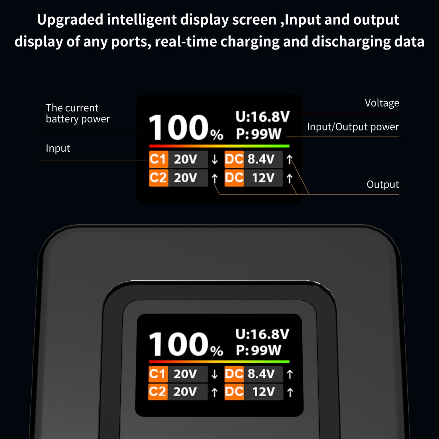 ZG-V99Pro V-Mount Battery Upgraded with PD100W faster charging speed, more ports and real-time smart display function (black)