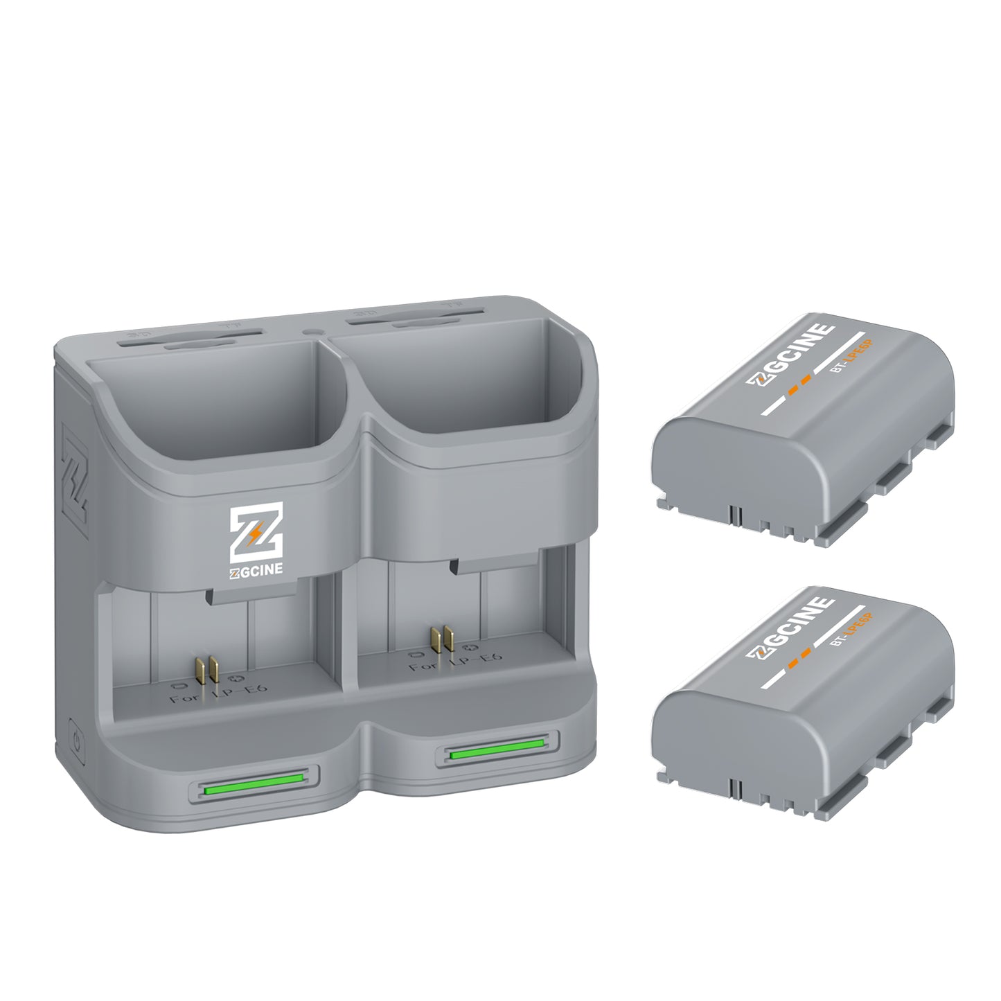 PC2-LPE6P Kit2 Travel Charging Case Kit with 2-Pack high-capacity LP-E6P Battery(2600mAh Grey）