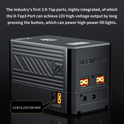 ZG-X222 V-Mount Battery 222Wh, PD3.1 140W Input/Output, with Dual USB-C, 3-D-TAP, Dual DC Port, 1.4in Digital Display(orange)