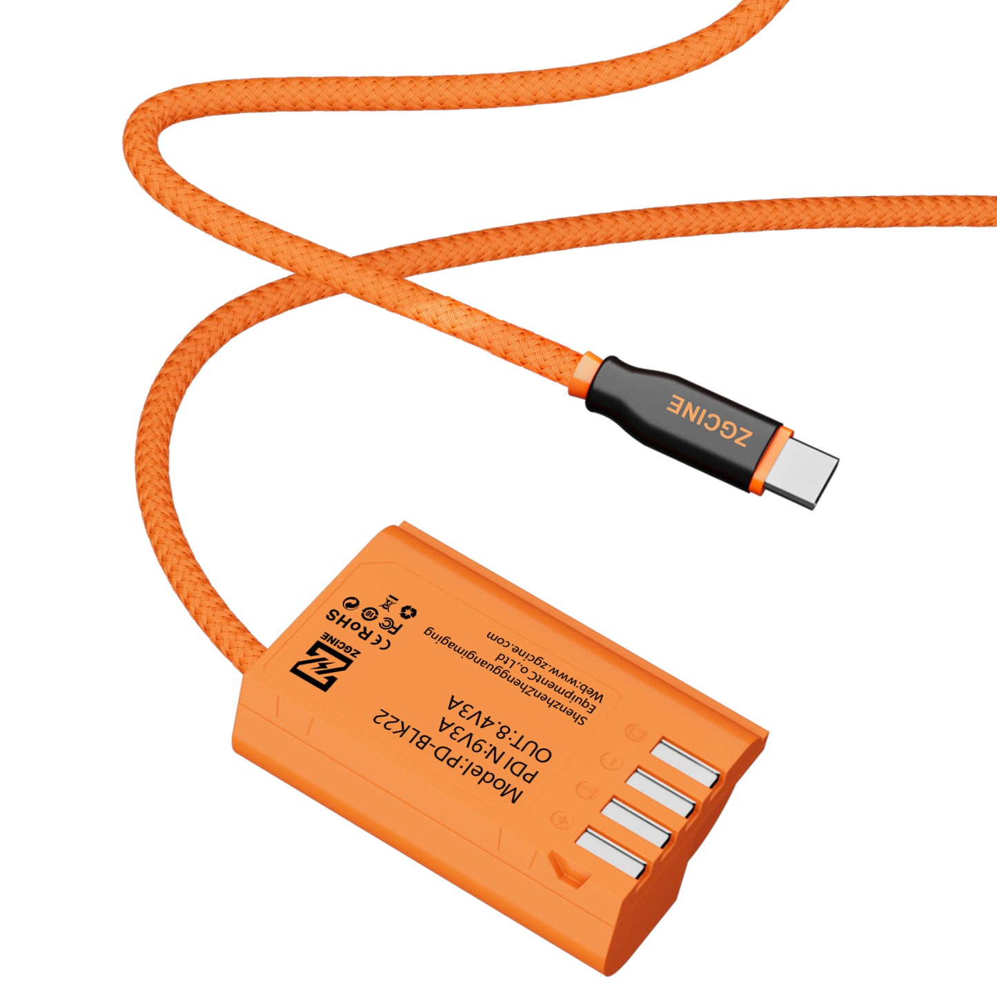 ZGCINE USB-C PD to BLK22 for Panasonic Lumix Dummy Battery Cable(braided wire)