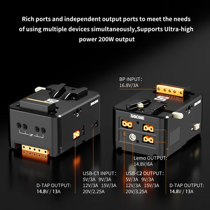 ZGCINE VM-HS1 Internal battery hot-swap V-mount battery plate with multi-port output and countdown reminder function for RED/Arri and other Cameras that are turned on for a long time (orange)