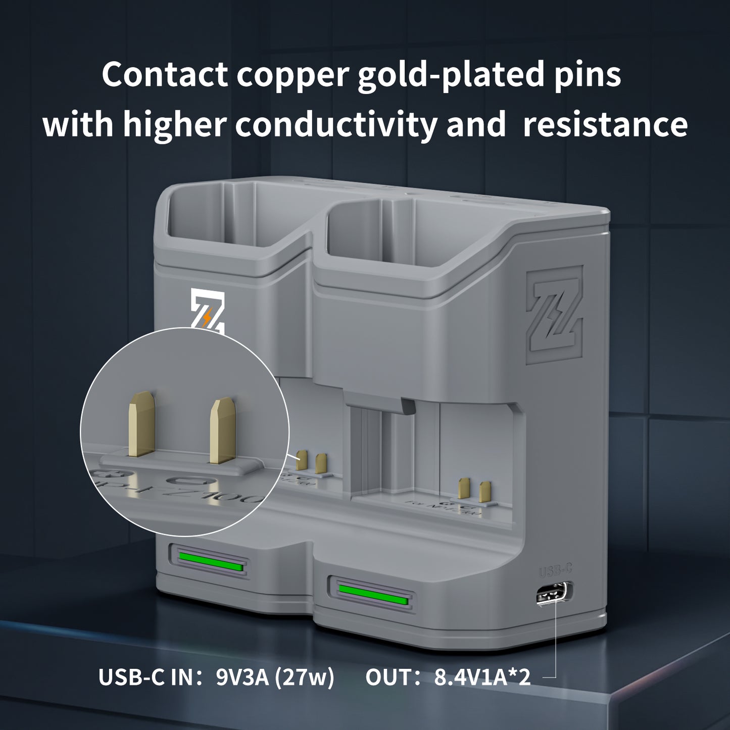 PC2-FZ100 Kit2 Travel Charging Case Kit with 2-Pack high-capacity NP-FZ100 Battery(2600mAh Grey）