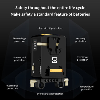ZGCINE VM-HS1 Internal battery hot-swap V-mount battery plate with multi-port output and countdown reminder function for RED/Arri and other Cameras that are turned on for a long time (orange)