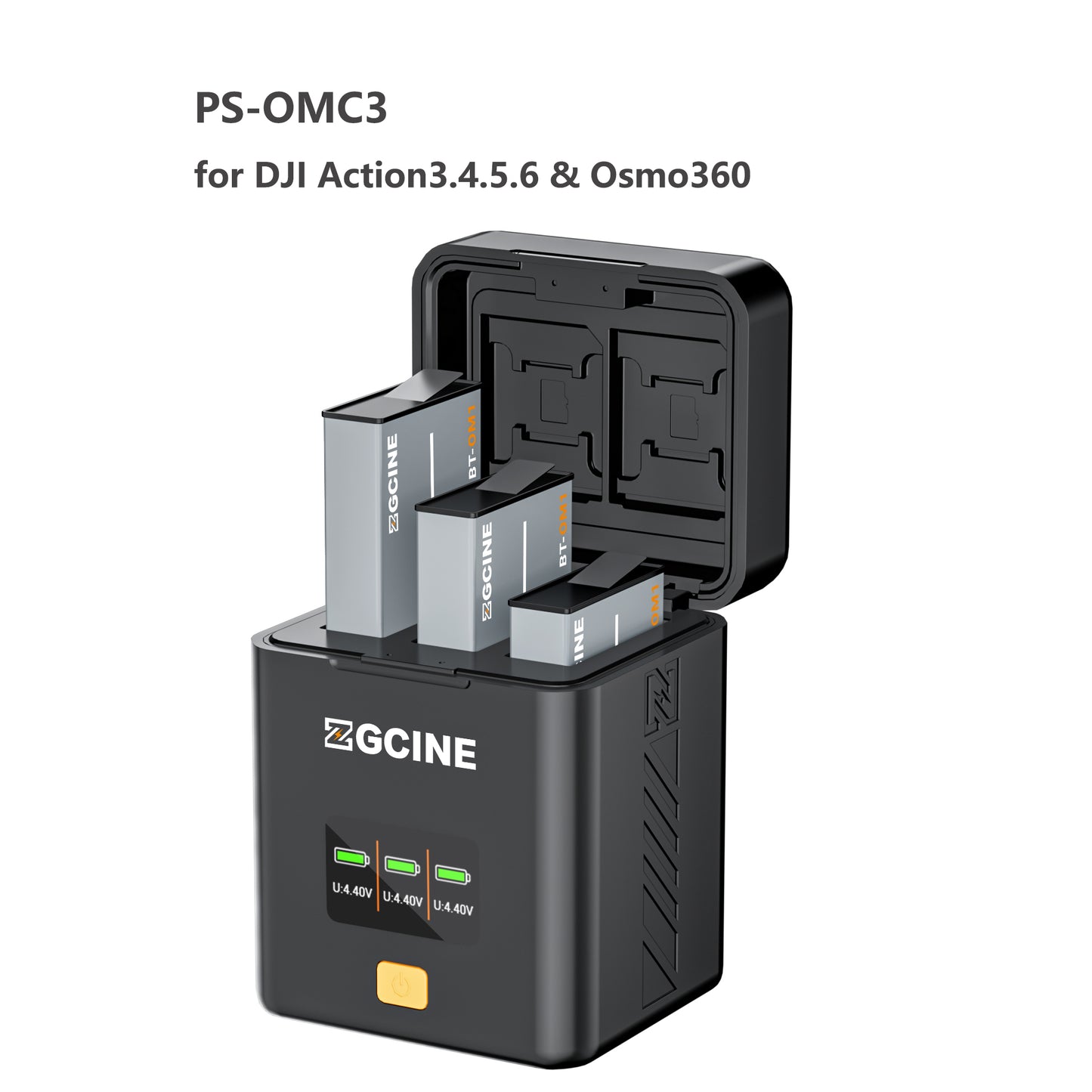 PS-OMC3 3-way Charging Case for Dji OSMO Aciton3/4/5/6 and Osmo360 Battery