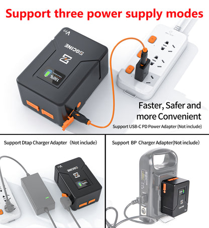 ZGCINE ZG-V99 V-mount Battery 99WH 6800mAh Pocket Size with PD Fast Charging