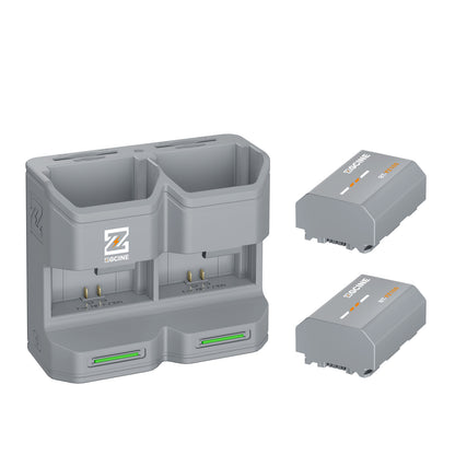 PC2-FZ100 Kit2 Travel Charging Case Kit with 2-Pack high-capacity NP-FZ100 Battery(2600mAh Grey）