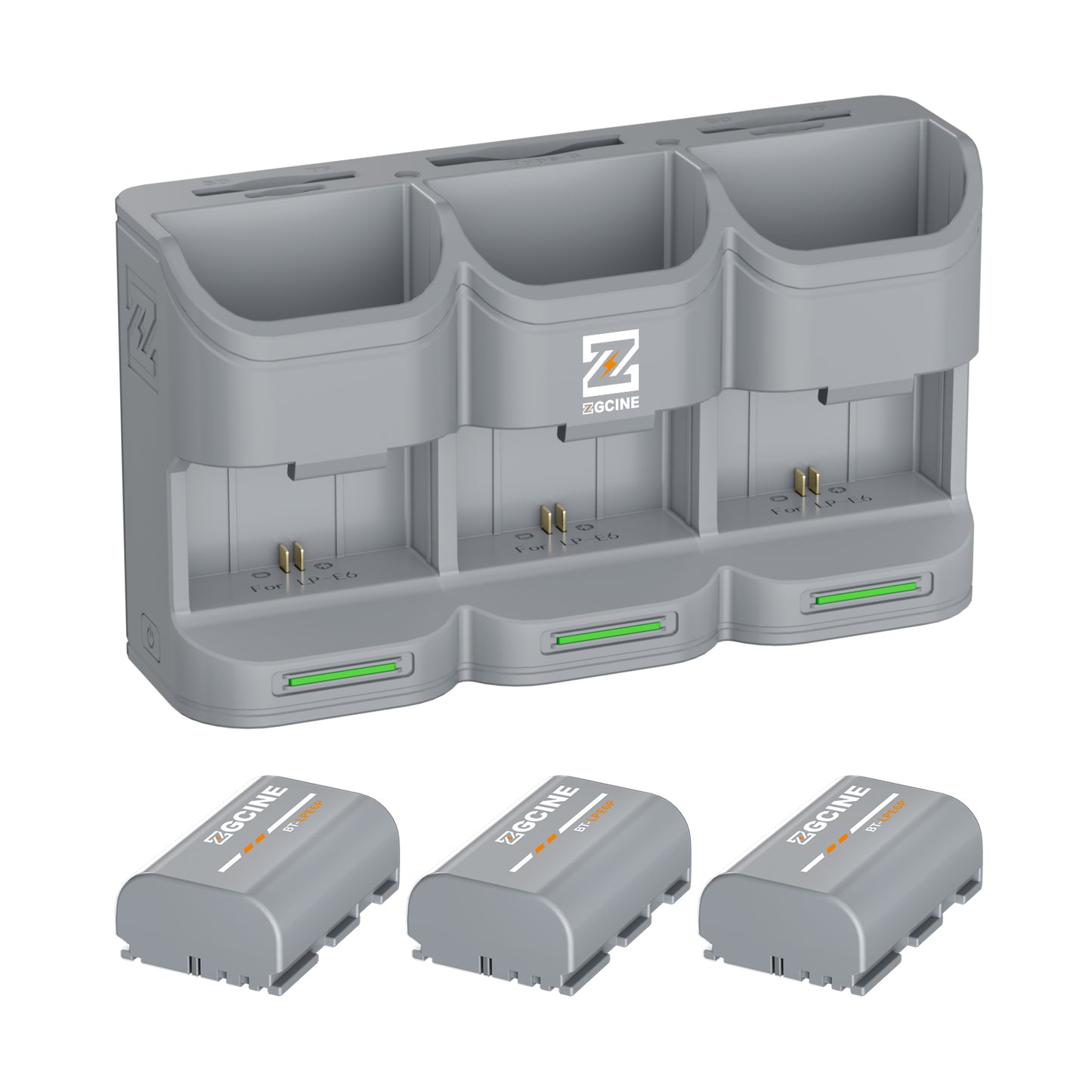 PC3-LPE6P Kit3 Travel Charging Case Kit with 3-Pack high-capacity LP-E6P Battery(2600mAH Grey)