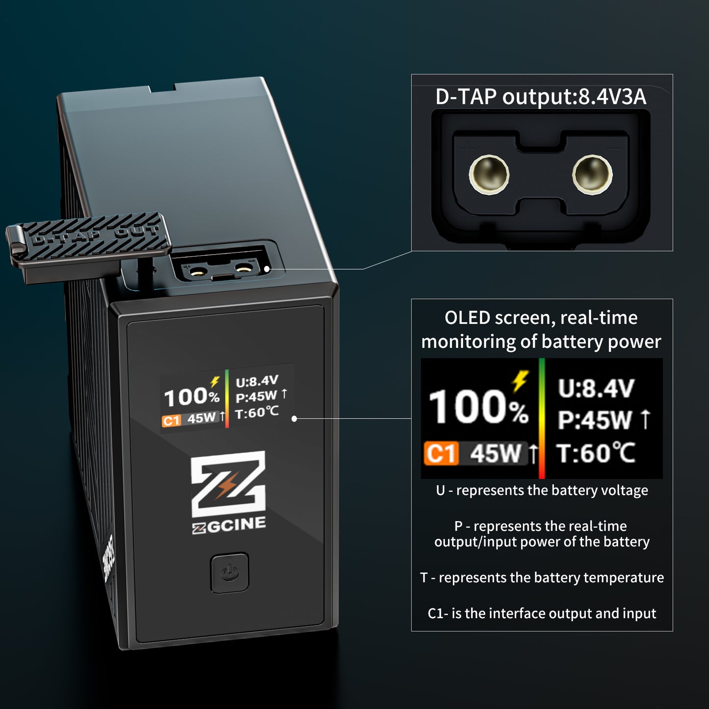 BT-NPF970 Battery,70wH Replacement USB-C Battery for Sony NP-F970, PD 36W Fast Charging, With D-TAP port and display.