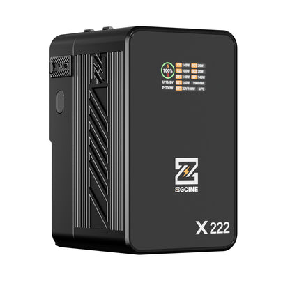 ZG-X222 V-Mount Battery 222Wh, PD3.1 140W Input/Output, with Dual USB-C, 3-D-TAP, Dual DC Port, 1.4in Digital Display(black)