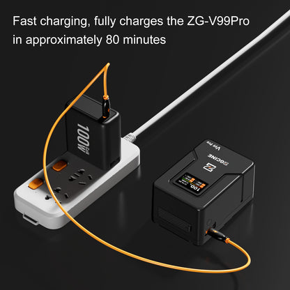 ZG-V99Pro V-Mount Battery Upgraded with PD100W faster charging speed, more ports and real-time smart display function (black)