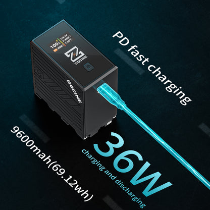 BT-NPF970 Battery,70wH Replacement USB-C Battery for Sony NP-F970, PD 36W Fast Charging, With D-TAP port and display.