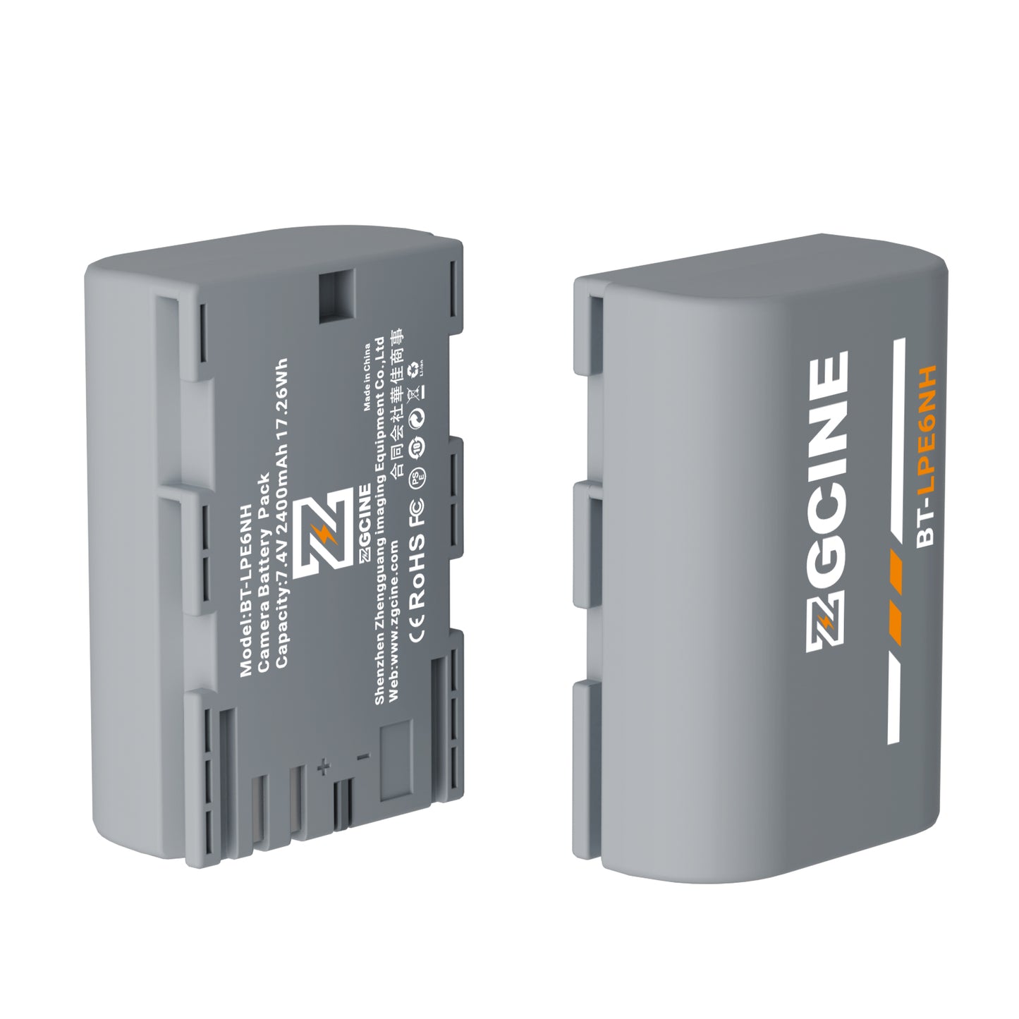 ZGCINE BT-LPE6NH Camera Battery for Canon Camera (2400mAh Grey)