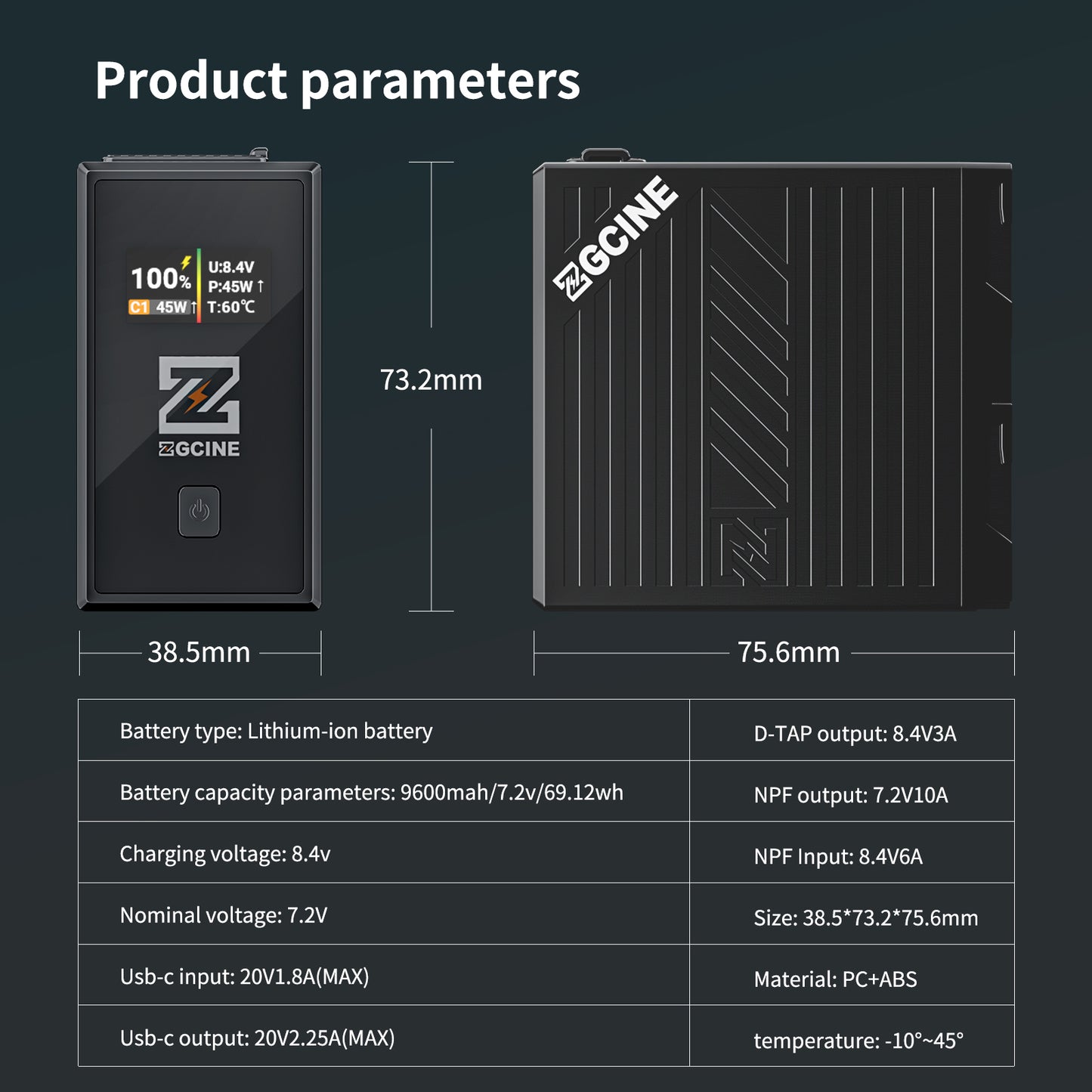 BT-NPF970 Battery,70wH Replacement USB-C Battery for Sony NP-F970, PD 36W Fast Charging, With D-TAP port and display.