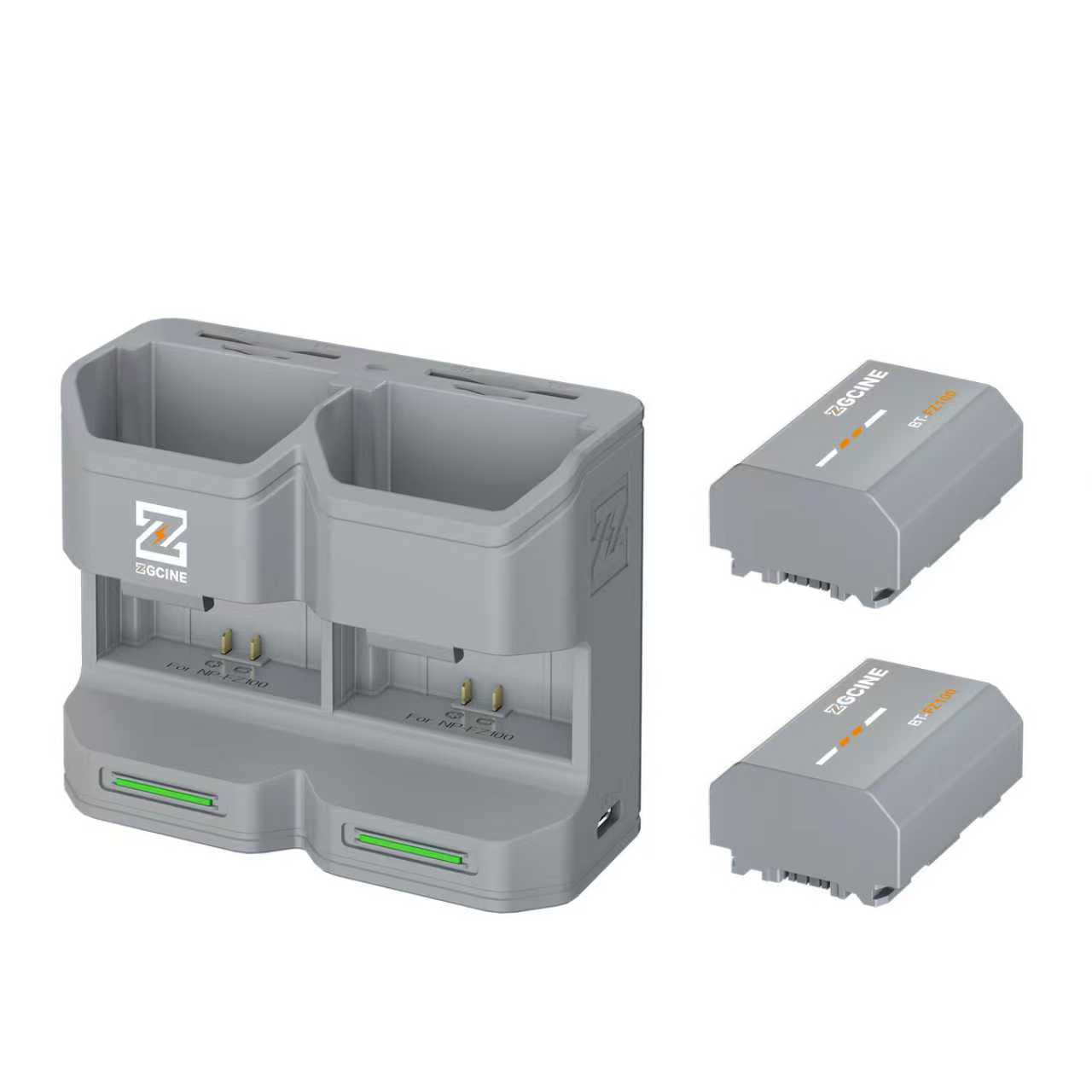 PC2-FZ100 Kit2 Travel Charging Case Kit with 2-Pack high-capacity NP-FZ100 Battery(2600mAh Grey）