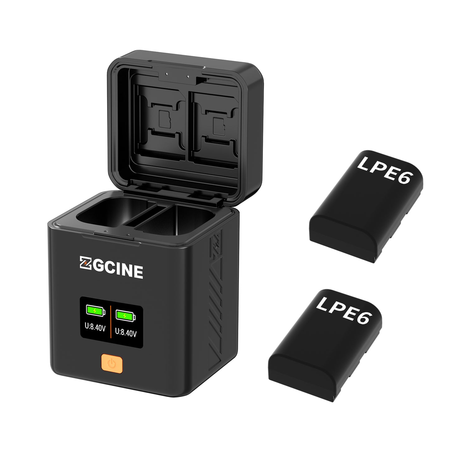 PS-LPE6 Charging Case USBC PD Fast Dual Charger for Canon LPE6/E6N/E6NH/E6P Camera Battery