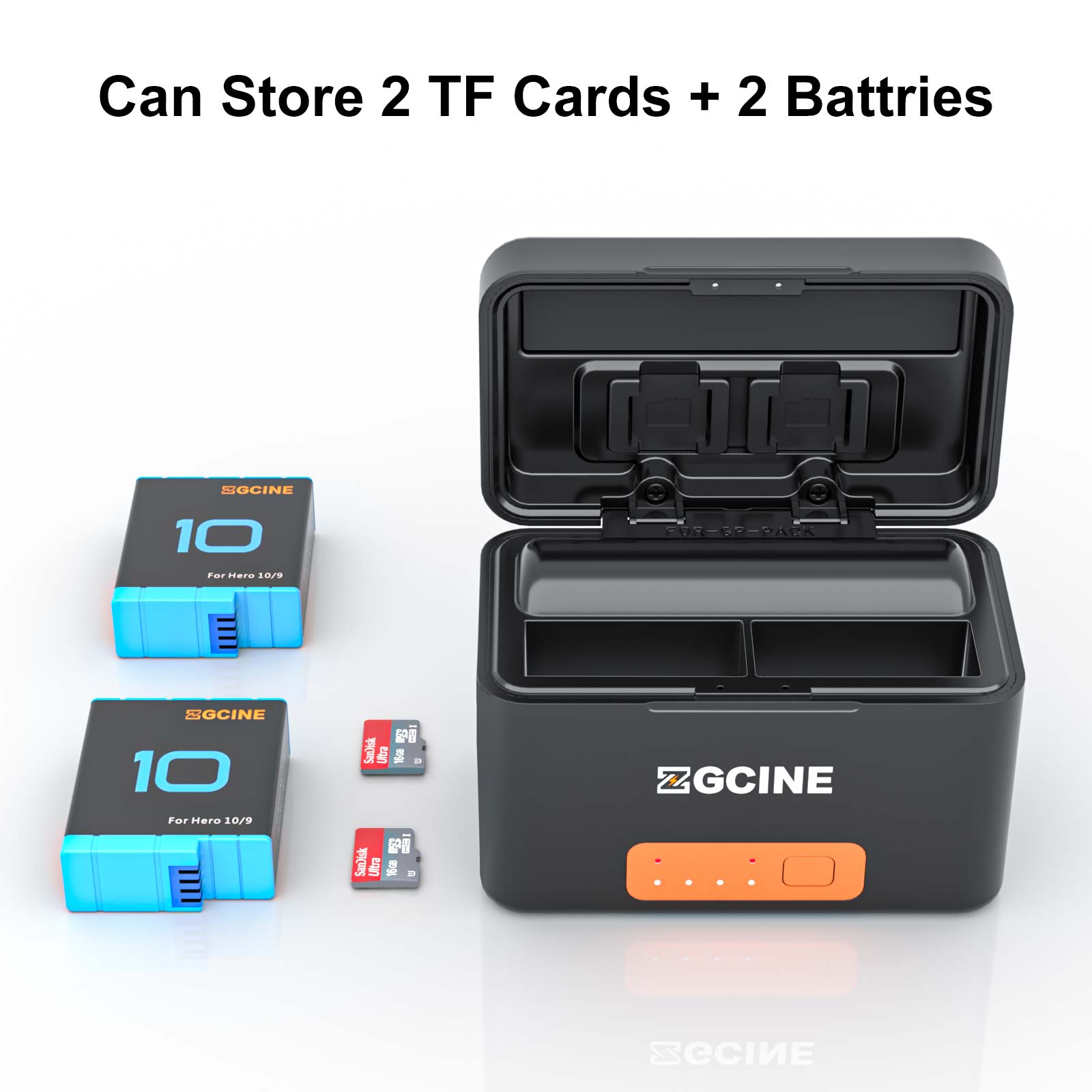 ZGCINE PS-G10 MINI Charging case for GoPro battery with 2 Charging Slo