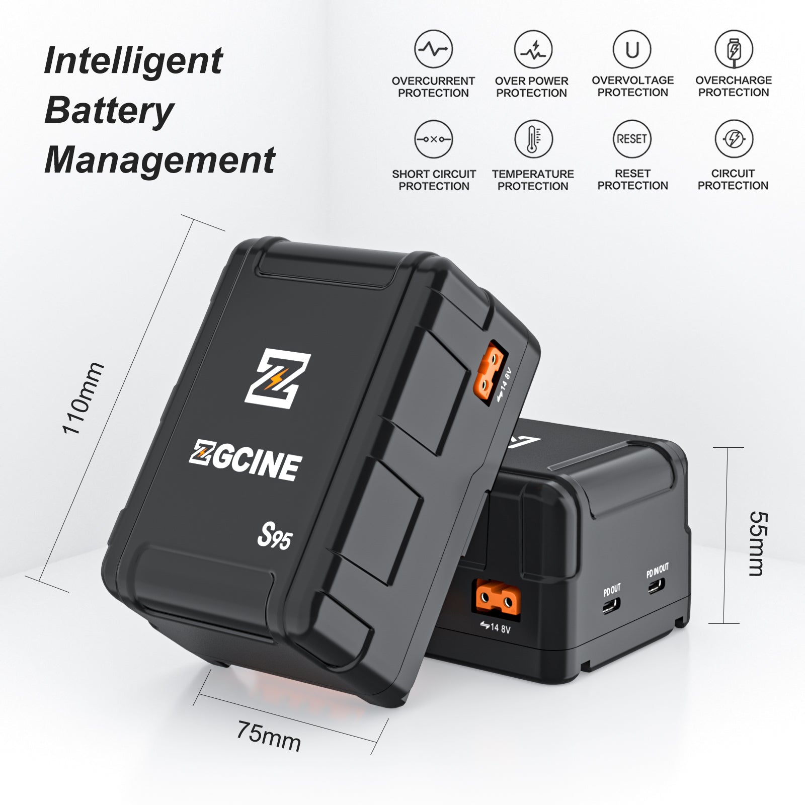ZG-S95 V Mount Battery 14.8V 95WH,Support PD input/Output – ZGCINE