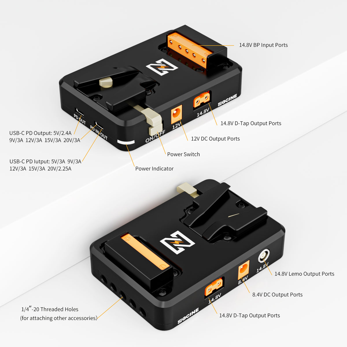 ZGCINE VM VP2 KIT1 V MOUNT BATTERY PLATE SUPPORT USB C PD INPUT zgcine-vm-vp2-kit1-v-mount-battery-plate-support-usb-c-pd-input